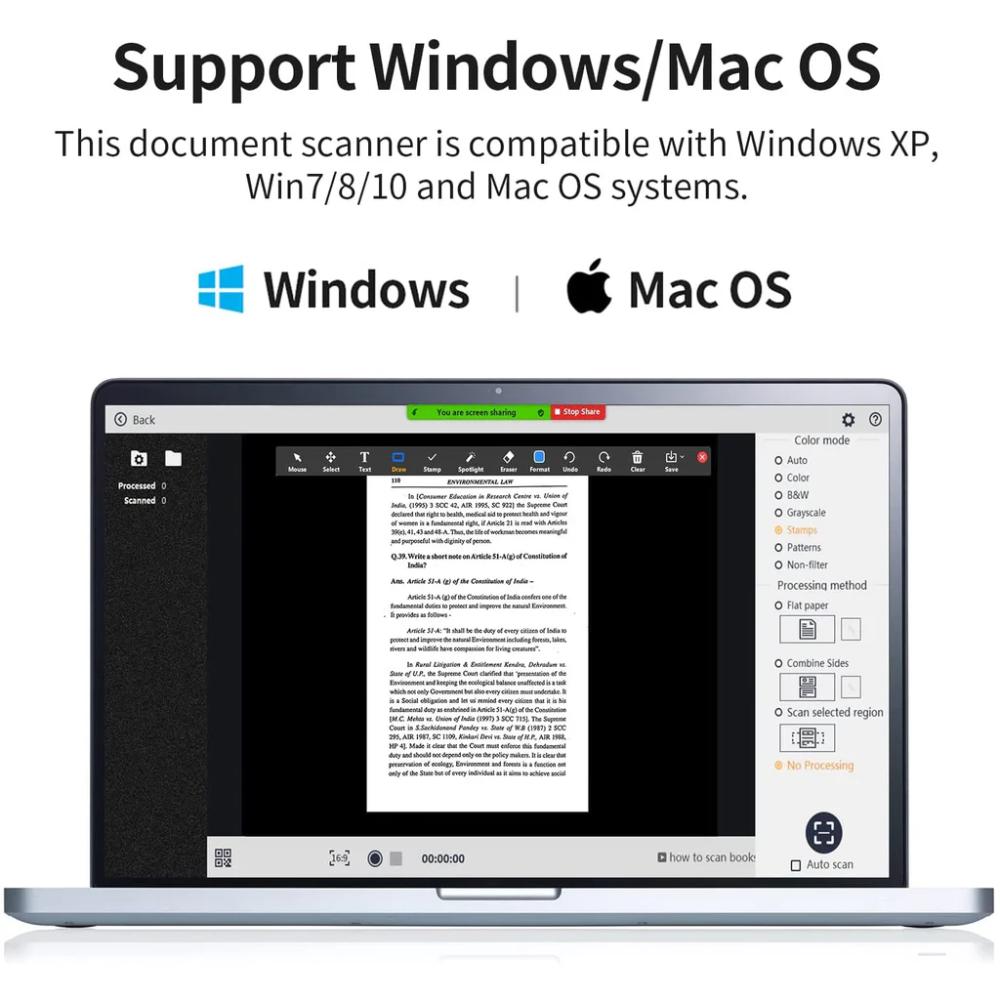 CZUR Shine Ultra | 13MP Book & Document Scanner | A3/A4 Scanning | 1-Second Dual-Page Scan | Curve Flattening | ABBYY OCR (180+ Languages) | Foldable Design | USB Powered