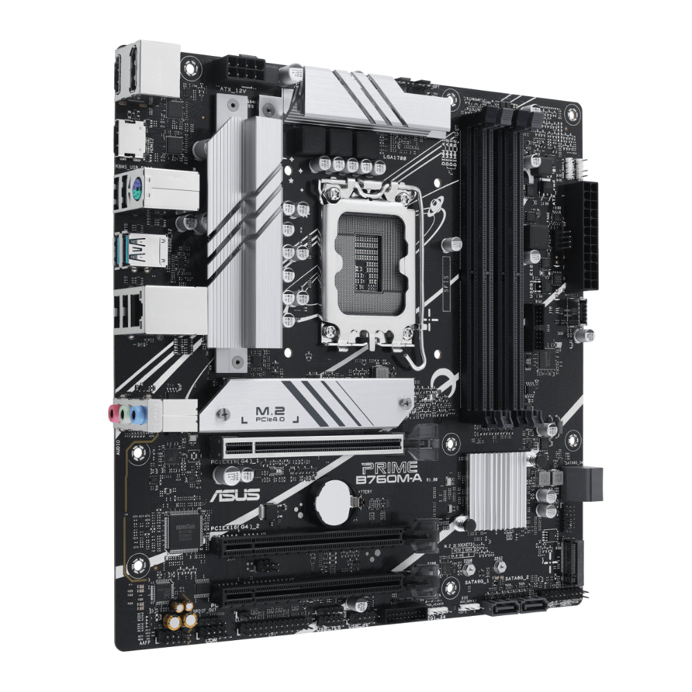 ASUS PRIME B760M-A mATX Motherboard with Intel B760 Chipset, LGA 1700 Socket, DDR5 Support, Dual M.2, Wi-Fi Ready, and Aura Sync RGB