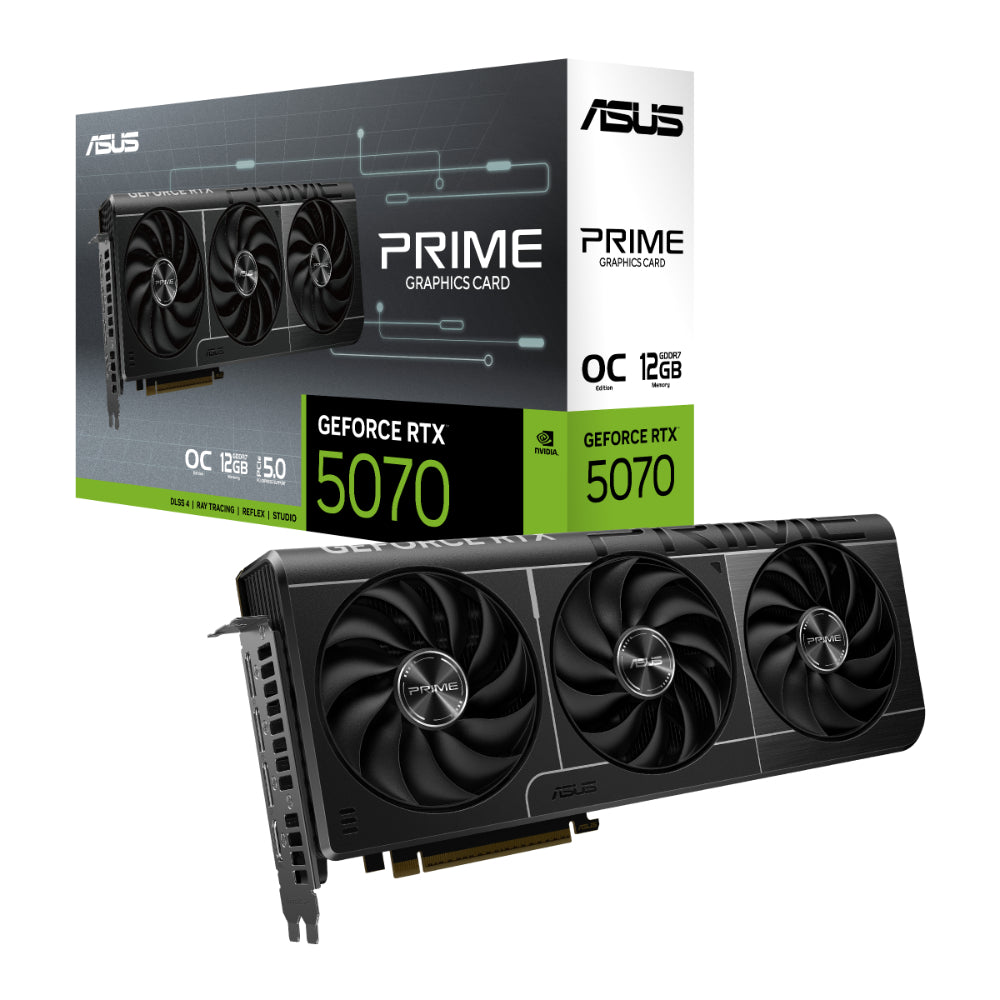 ASUS PRIME RTX 5070 O12G | NVIDIA GeForce RTX 5070 Graphics Card | 12GB GDDR7 | PCIe 5.0 | HDMI 2.1b | DisplayPort 2.1b | AI Performance up to 988 TOPs