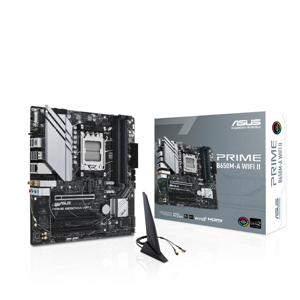 ASUS PRIME B650M-A WIFI II | AMD AM5 Micro-ATX Motherboard | DDR5 Support | PCIe 5.0 | Wi-Fi 6 | 2.5Gb Ethernet