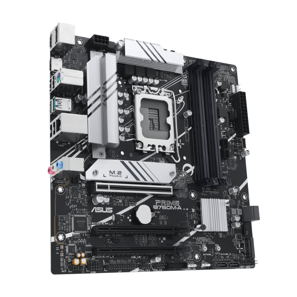 ASUS PRIME B760M-A mATX Motherboard with Intel B760 Chipset, LGA 1700 Socket, DDR5 Support, Dual M.2, Wi-Fi Ready, and Aura Sync RGB