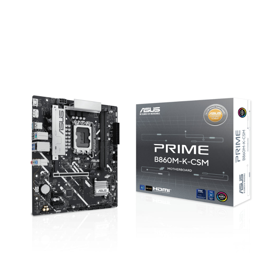 ASUS PRIME B860M-K-CSM D5 | Intel® B860 Micro-ATX Motherboard | LGA 1851 | DDR5 Support | PCIe 5.0 | Wi-Fi 7 | Business-Class Reliability