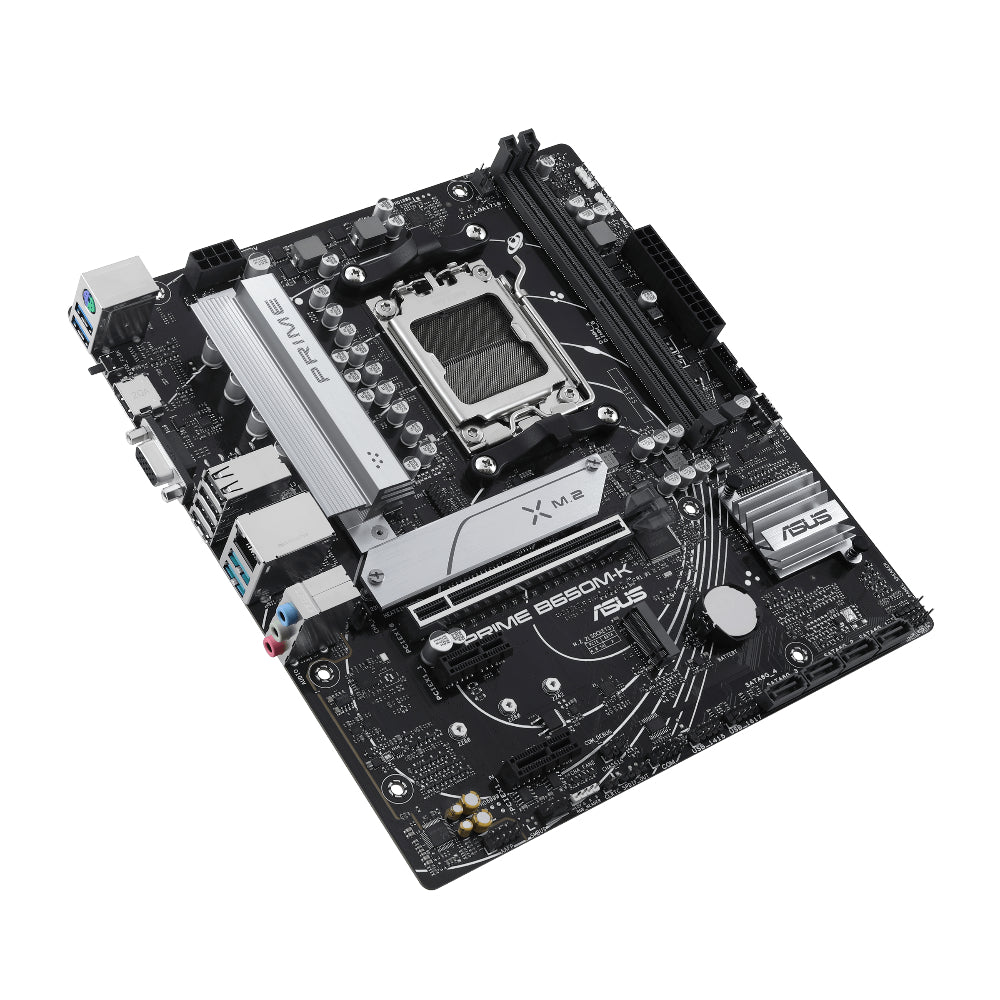 ASUS PRIME B650M-K | AMD B650 Micro-ATX Motherboard | AM5 Socket | DDR5 Support | PCIe 5.0 M.2 | Realtek 2.5Gb Ethernet | USB 3.2 Gen 2 | Aura Sync RGB