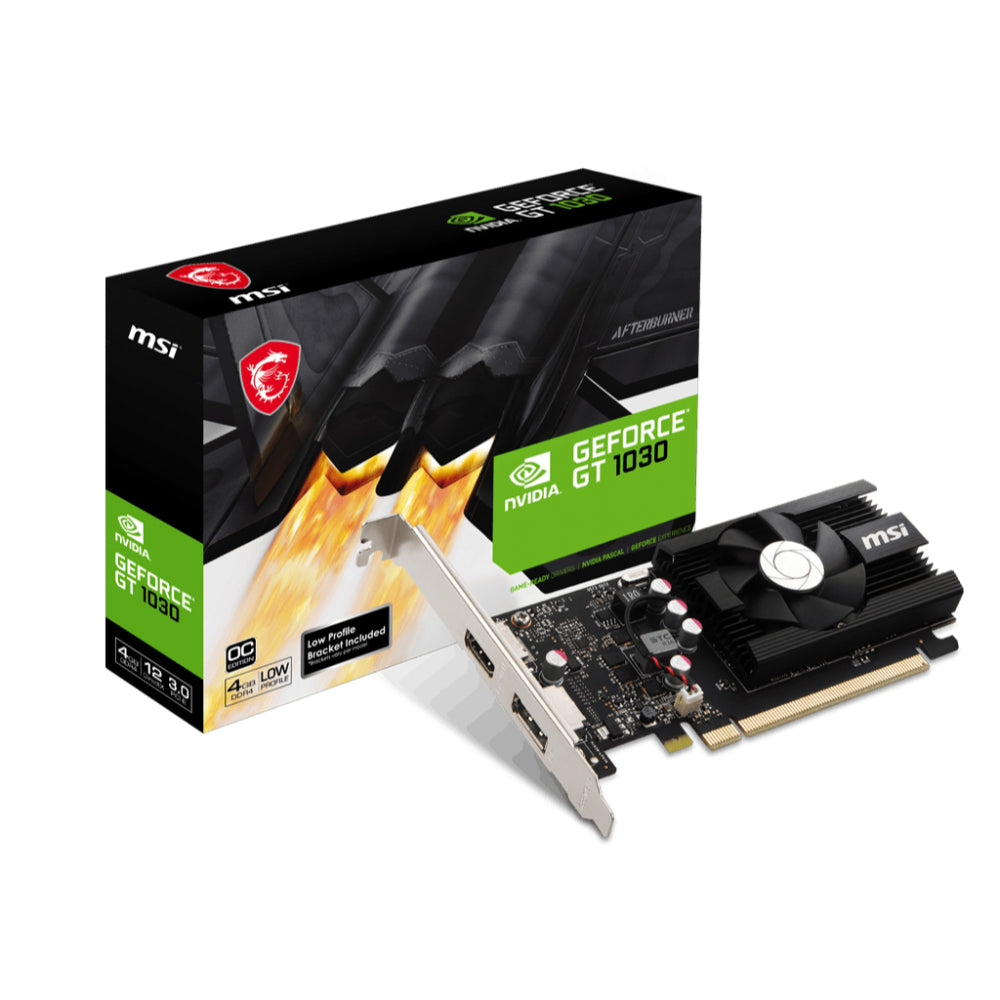 MSI GeForce GT 1030 4G D4 LP OC Graphics Card | NVIDIA GeForce GT 1030 | 4GB GDDR4 | 64-bit | PCIe 3.0 | HDMI 2.0b | DP 1.4a
