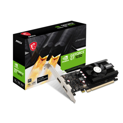 MSI GeForce GT 1030 4G D4 LP OC Graphics Card | NVIDIA GeForce GT 1030 | 4GB GDDR4 | 64-bit | PCIe 3.0 | HDMI 2.0b | DP 1.4a