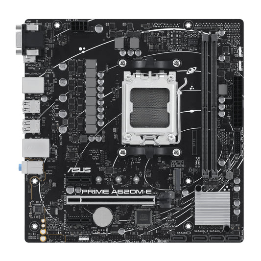 ASUS PRIME A620M-E Micro-ATX Motherboard | AMD A620 Chipset, AM5 Socket, PCIe 4.0, DDR5 Support, M.2 Slot, USB 3.2 Gen 1, and Aura Sync RGB