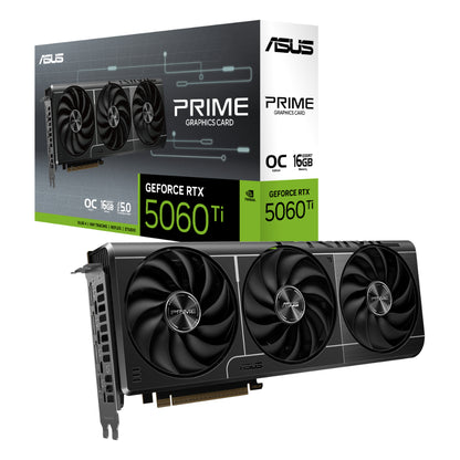 ASUS PRIME RTX 5060 Ti O16G Graphics Card | NVIDIA GeForce RTX™ 5060 Ti, 16GB GDDR7, PCIe 5.0, HDMI 2.1b, DisplayPort 2.1b, and AI Performance up to 759 TOPs