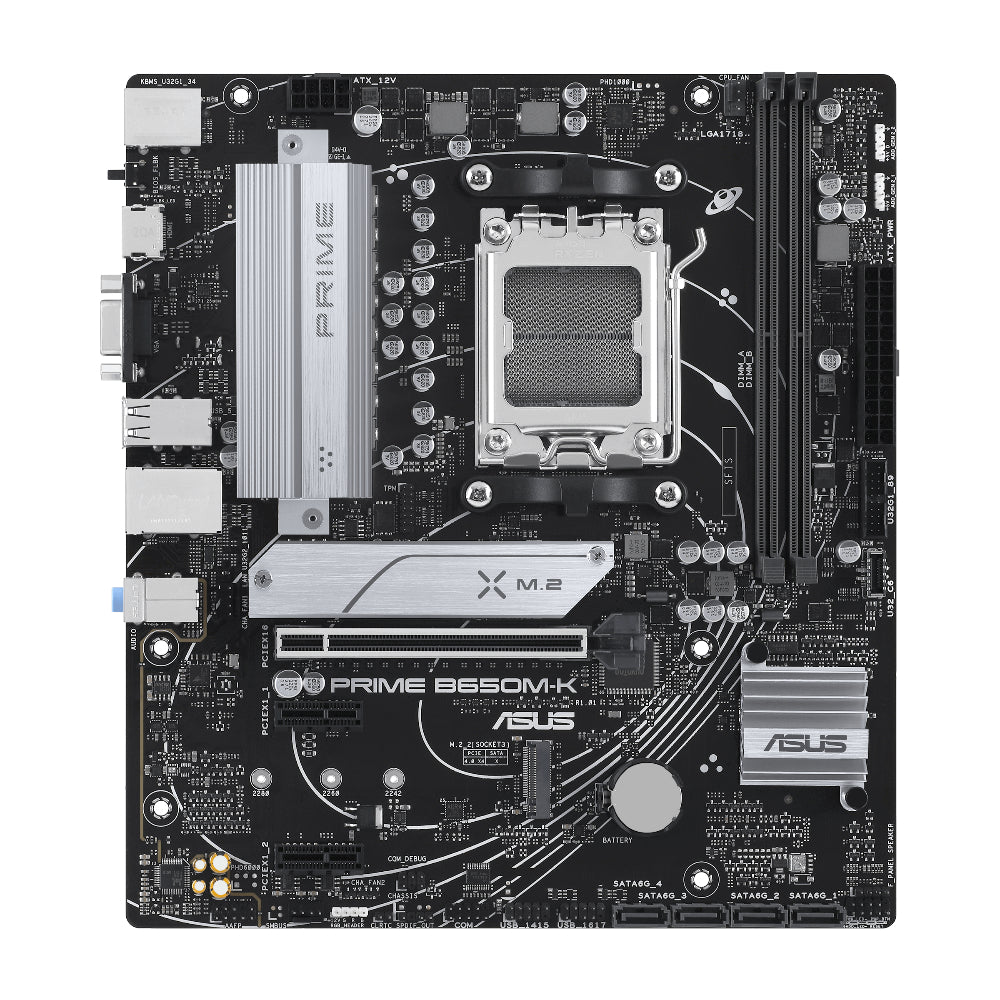 ASUS PRIME B650M-K | AMD B650 Micro-ATX Motherboard | AM5 Socket | DDR5 Support | PCIe 5.0 M.2 | Realtek 2.5Gb Ethernet | USB 3.2 Gen 2 | Aura Sync RGB