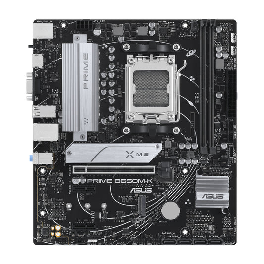 ASUS PRIME B650M-K | AMD B650 Micro-ATX Motherboard | AM5 Socket | DDR5 Support | PCIe 5.0 M.2 | Realtek 2.5Gb Ethernet | USB 3.2 Gen 2 | Aura Sync RGB