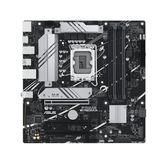 ASUS PRIME B760M-A mATX Motherboard with Intel B760 Chipset, LGA 1700 Socket, DDR5 Support, Dual M.2, Wi-Fi Ready, and Aura Sync RGB