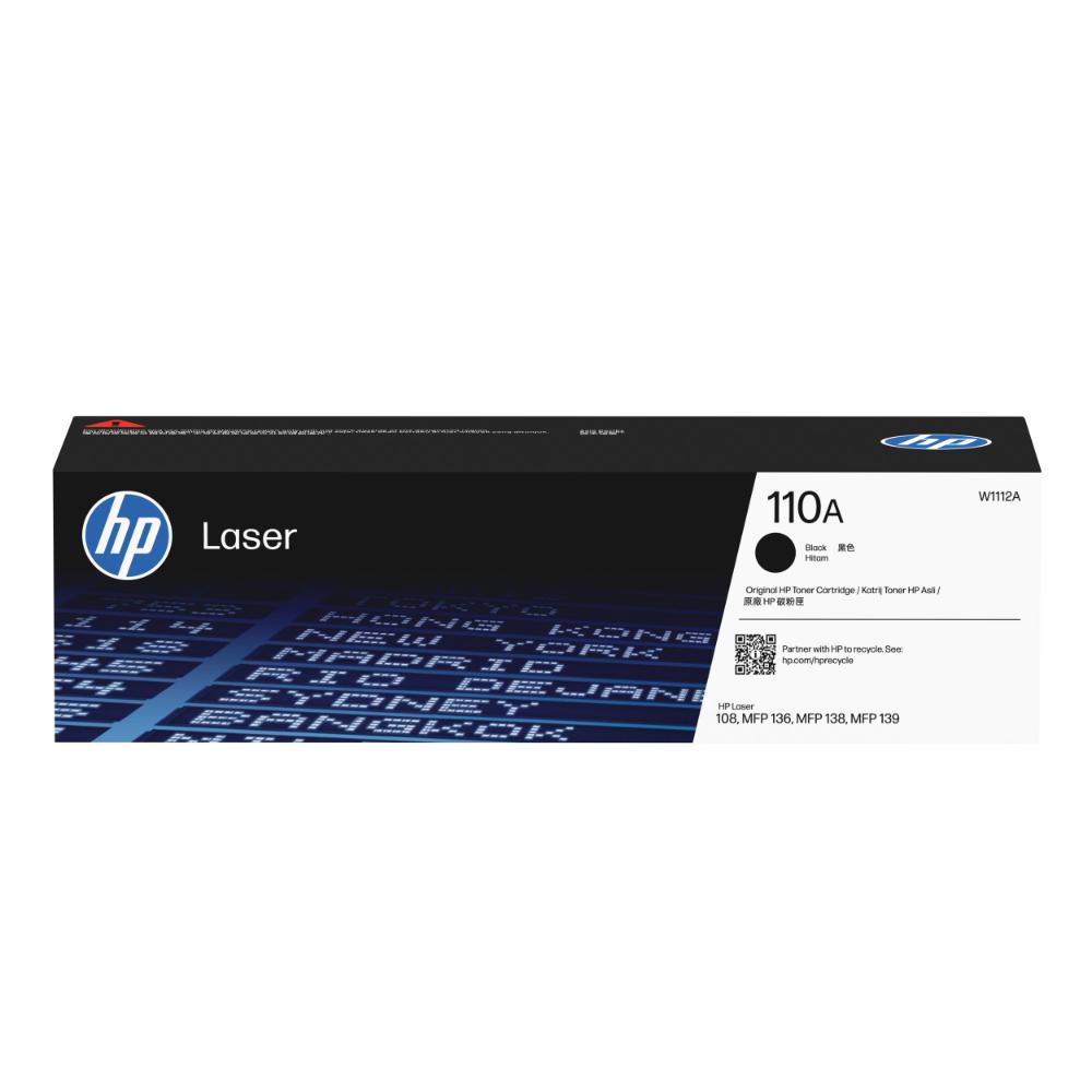 HP 110A Black Original Laser Toner Cartridge | W1112A | 1,500 Pages | Standard Capacity | Original HP Toner | Black