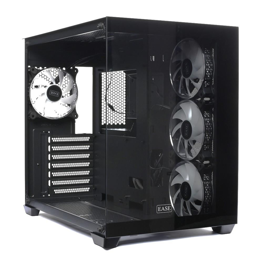EASE EC124B Tempered Glass Gaming Case | Panoramic View & High-Performance Cooling