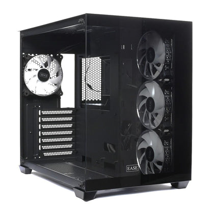 EASE EC124B Tempered Glass Gaming Case | Panoramic View & High-Performance Cooling