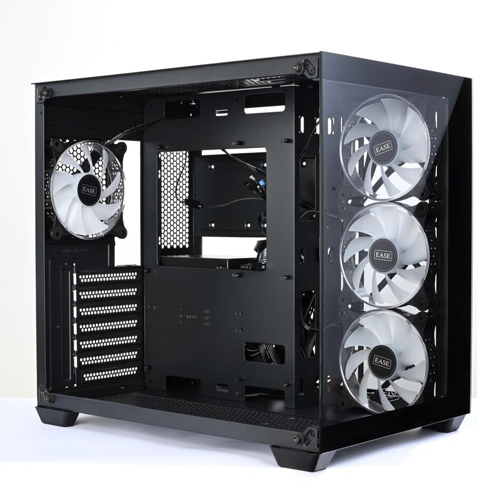 EASE EC124B Tempered Glass Gaming Case | Panoramic View & High-Performance Cooling