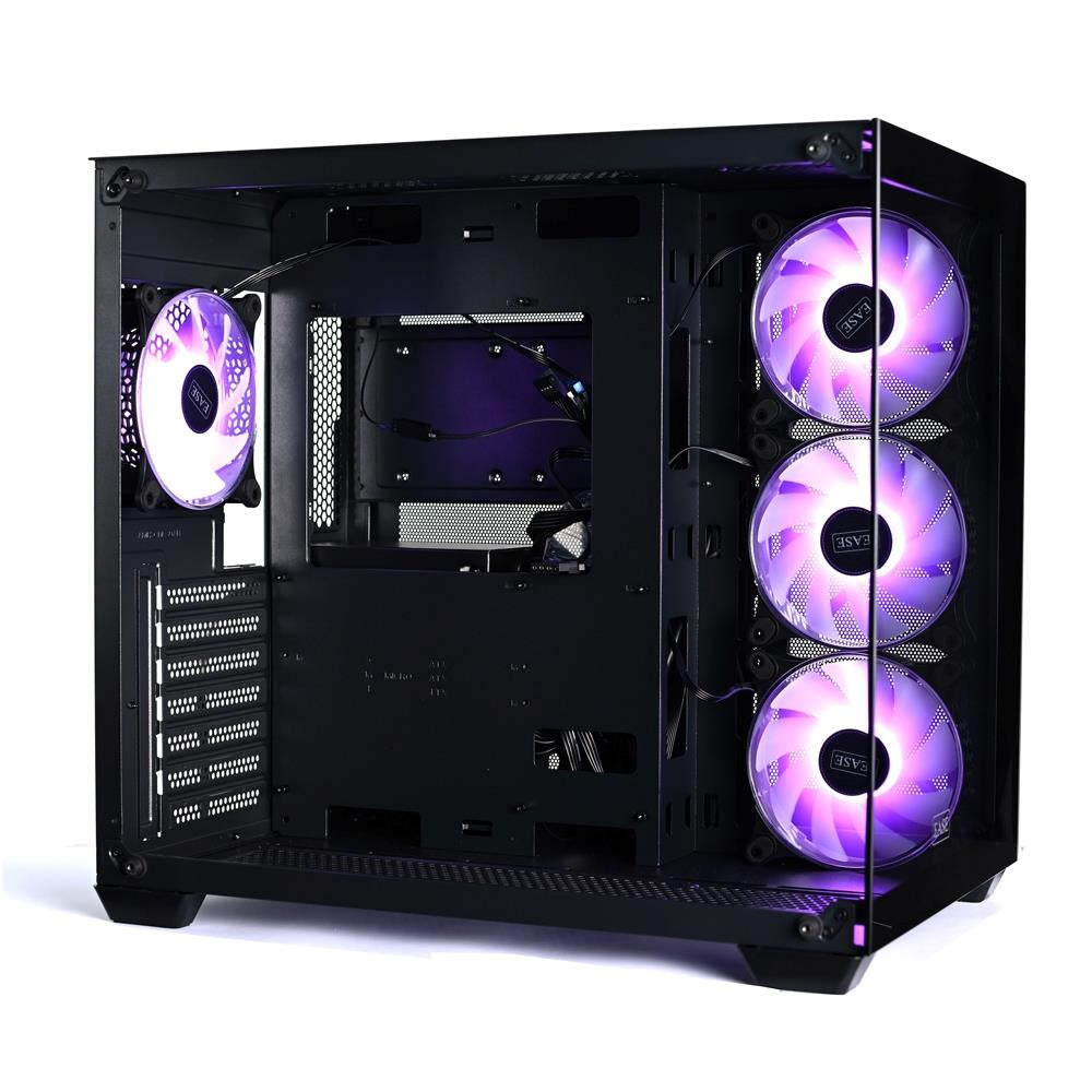 EASE EC124B Tempered Glass Gaming Case | Panoramic View & High-Performance Cooling