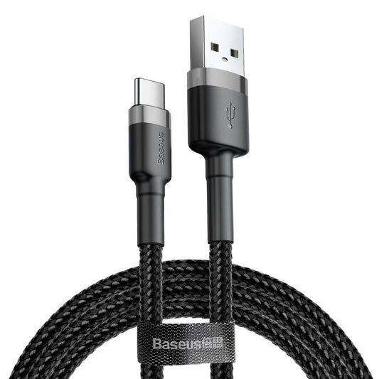 Baseus Cafule Series | MicroUSB Cable | 2A Fast Charging | 480Mbps Data Sync | Reinforced Nylon Braided | Aluminum Alloy Connectors | 2 Meter | Grey / Black | Model CAMKLF-CG1 | For MicroUSB Phones, Tablets, Accessories