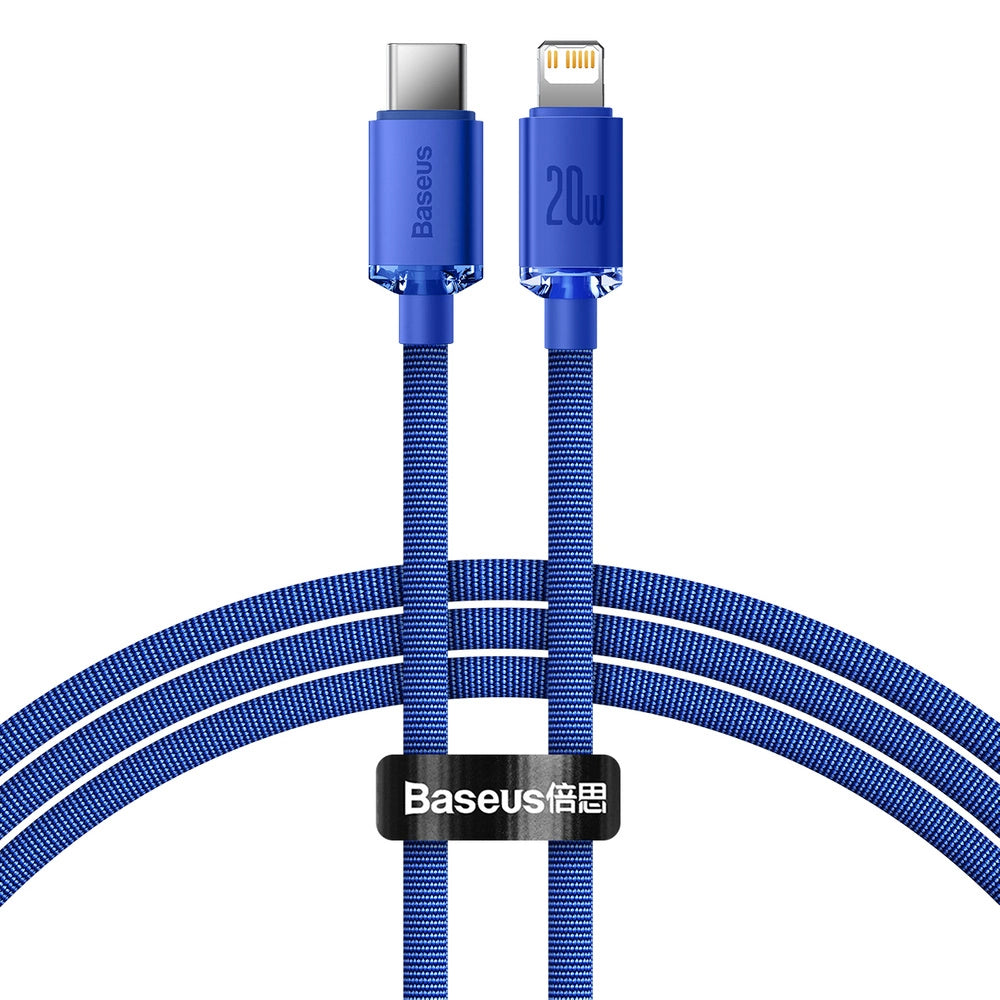 Baseus CAJY000203 | USB-C to Lightning Cable | 20W PD Fast Charging | 480Mbps Data | E-Marker Chip | Reinforced Connectors | 1.2 Meter | Blue | For iPhone, iPad, AirPods