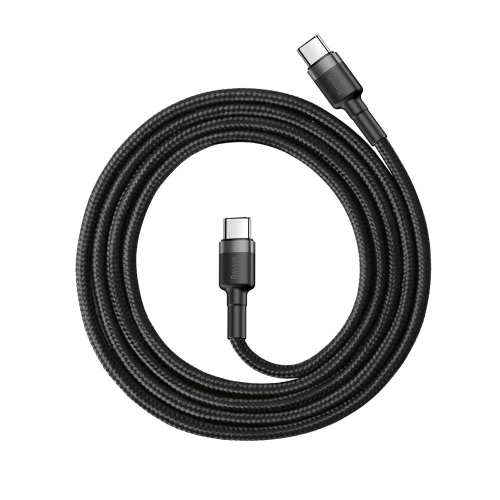 Baseus CATKLF-GG1 | USB-C to USB-C Cable | 60W PD + QC Fast Charging | 480Mbps Data | 3A Current | 1 Meter / 2 Meter | Black & Gray | For MacBook, Surface, Dell XPS, USB-C Phones & Tablets