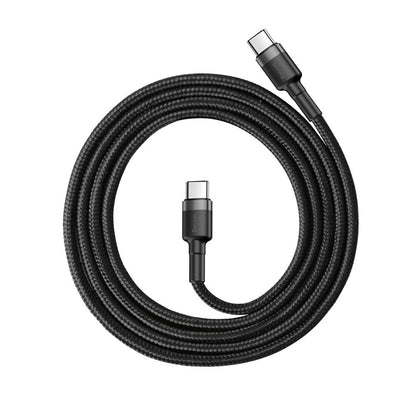 Baseus CATKLF-GG1 | USB-C to USB-C Cable | 60W PD + QC Fast Charging | 480Mbps Data | 3A Current | 1 Meter / 2 Meter | Black & Gray | For MacBook, Surface, Dell XPS, USB-C Phones & Tablets