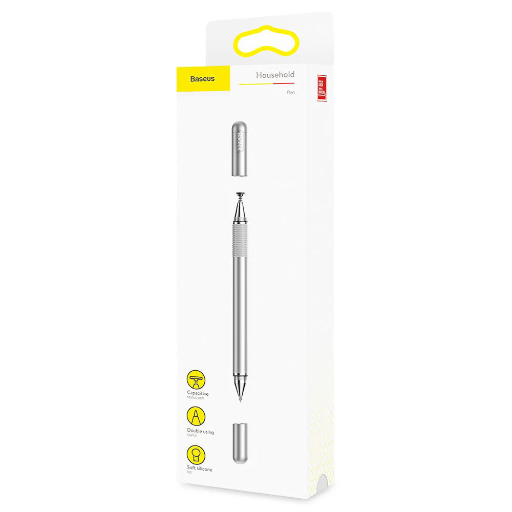 Baseus Golden Cudgel Series | Capacitive Stylus Pen | Ultra-Sensitive Tip | Aluminum Alloy Body | Lightweight | No Charging Required | Black & Silver | Model ACPCL-01 | For Smartphones, Tablets, Touchscreen Devices
