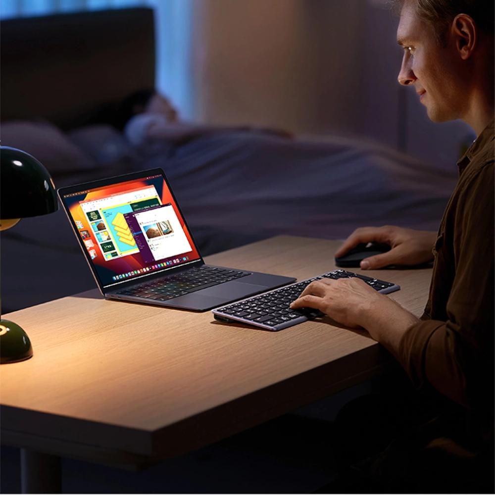 UGREEN KU005 | Ultra Slim Wireless Keyboard 15258 | 2.4G + Bluetooth | 99 Keys | Rechargeable | Silver/Black