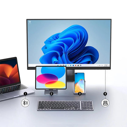 UGREEN KU005 | Ultra Slim Wireless Keyboard 15258 | 2.4G + Bluetooth | 99 Keys | Rechargeable | Silver/Black