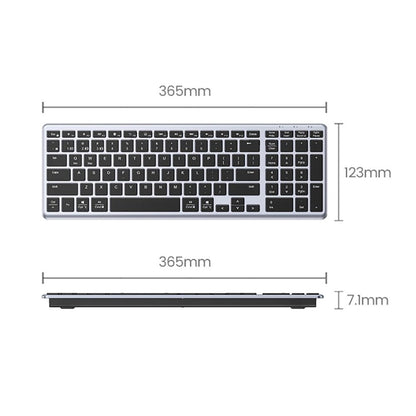 UGREEN KU005 | Ultra Slim Wireless Keyboard 15258 | 2.4G + Bluetooth | 99 Keys | Rechargeable | Silver/Black