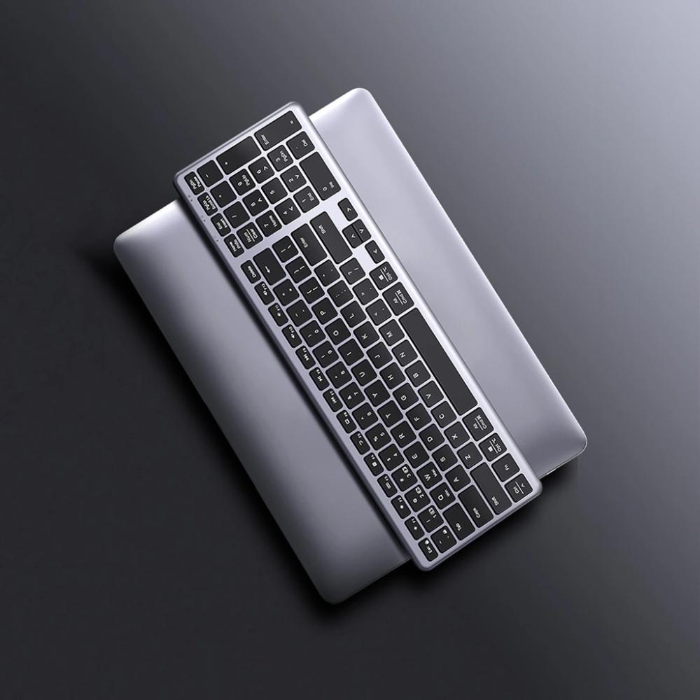 UGREEN KU005 | Ultra Slim Wireless Keyboard 15258 | 2.4G + Bluetooth | 99 Keys | Rechargeable | Silver/Black