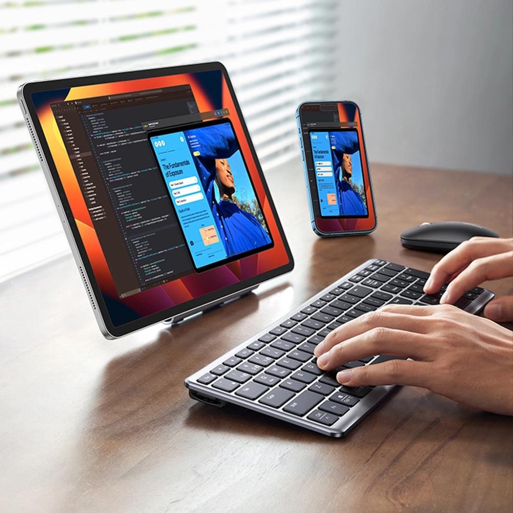 UGREEN KU005 | Ultra Slim Wireless Keyboard 15258 | 2.4G + Bluetooth | 99 Keys | Rechargeable | Silver/Black