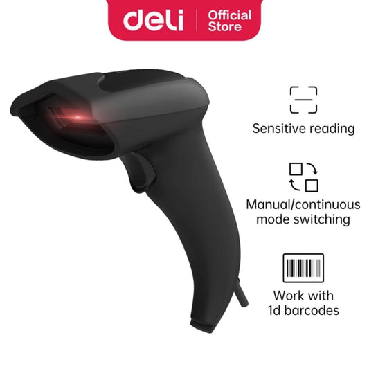 Deli ES211 1D Handheld Barcode Scanner | Wired USB Laser Barcode Reader | Plug & Play