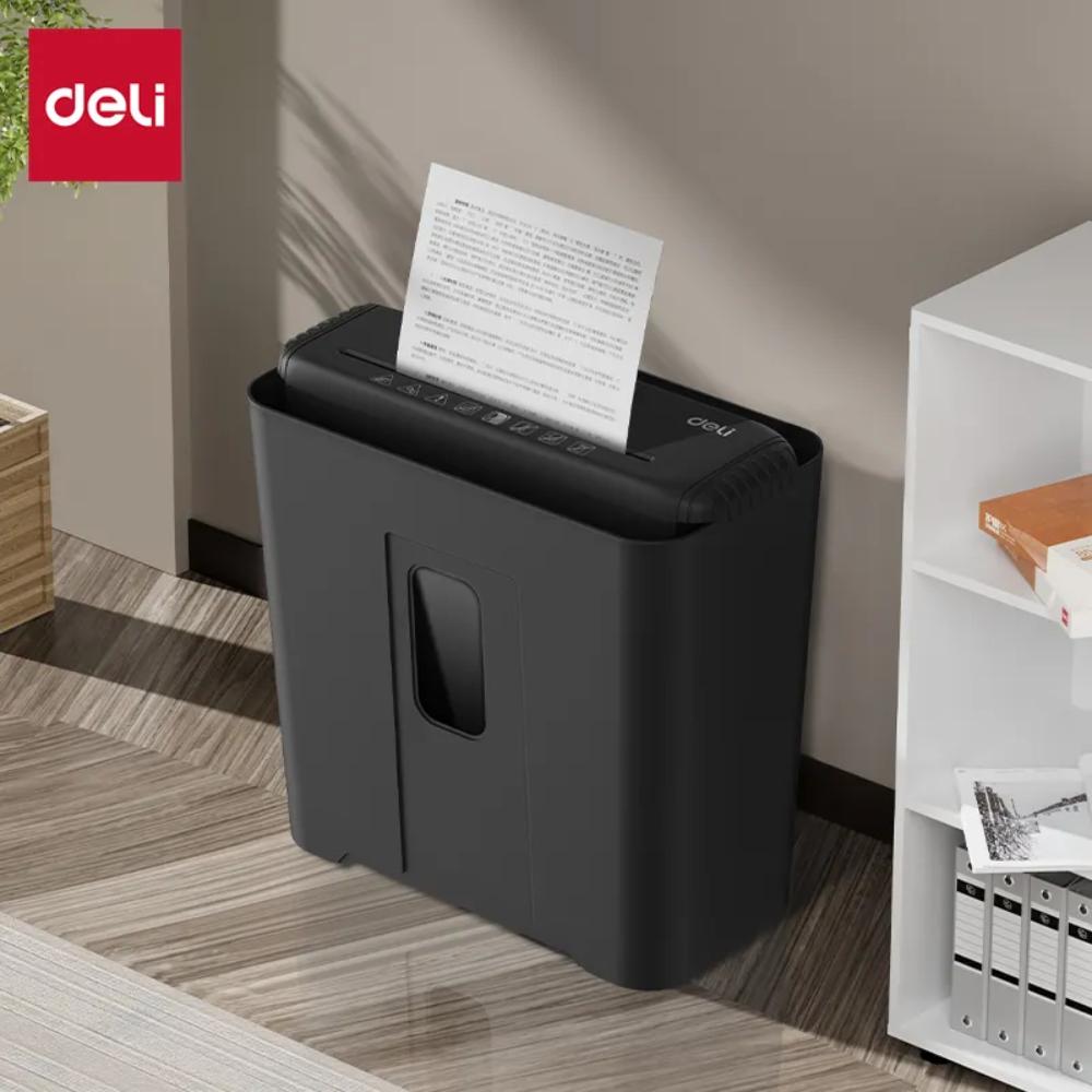 Deli ET102SC Strip-Cut Paper Shredder | 6-Sheet Capacity | 12L Bin | Compact Office Shredding Machine