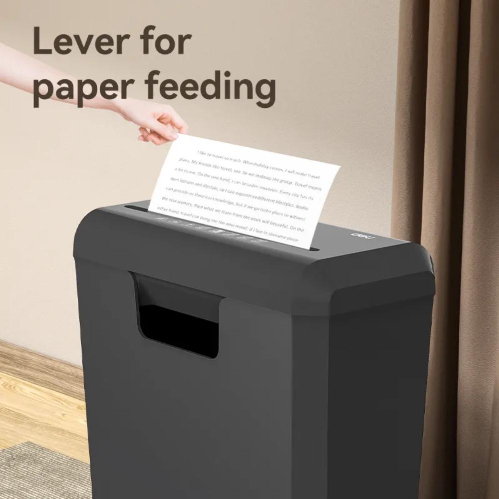 Deli ET103SC P2 Small Paper Shredder | 6-Sheet Capacity | 10L Bin | Compact Strip-Cut Shredding Machine