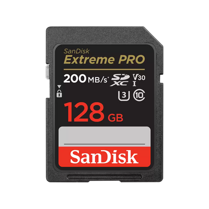 SanDisk Extreme Pro | SDXC UHS-I/U3 V30 Memory Card | Speed Up to 200MB/s | 128GB