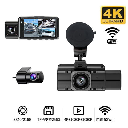 F6 3-Channel Dashcam | 4K Ultra HD + Dual 1080P | WiFi 6 | GPS Compatible Triple Camera System