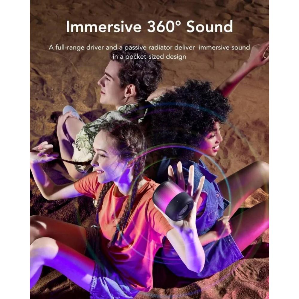 Soundcore Glow Mini Portable Speaker A3136 | Bluetooth Speaker with 360° Sound, Light Show, 12H Battery, IP67 Waterproof & Dustproof