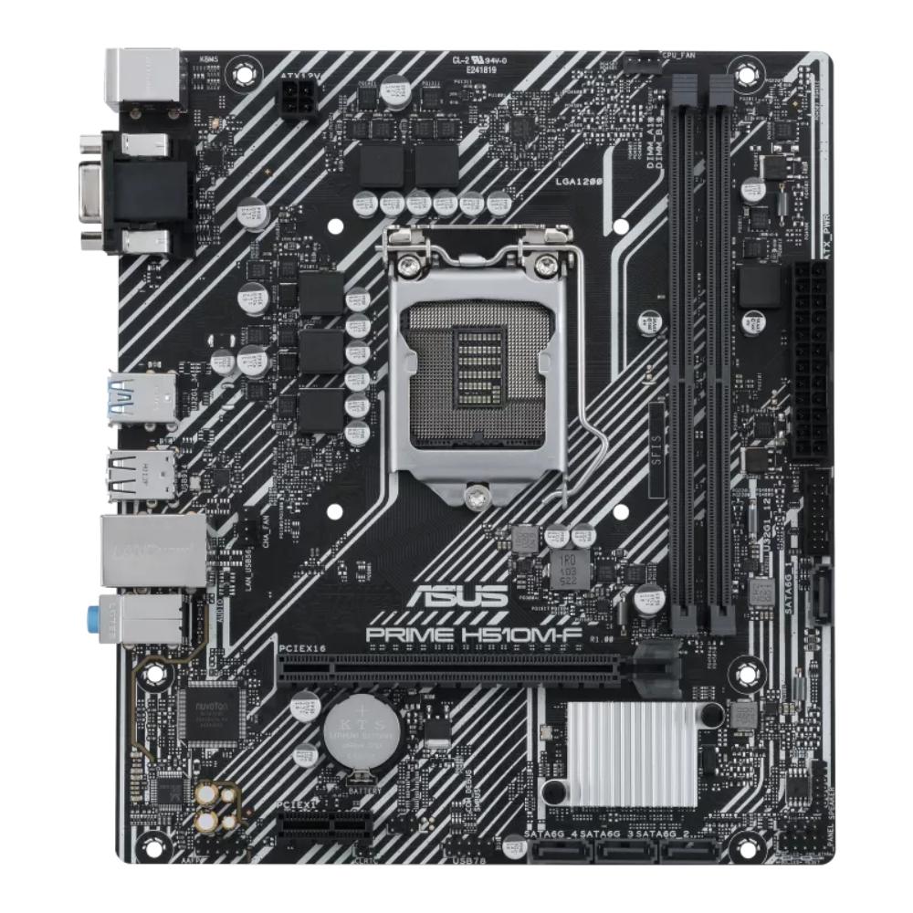 ASUS PRIME H510M-F Intel H510 Micro ATX Motherboard | LGA 1200 | 11th/10th Gen Intel Core | DDR4 3200MHz | PCIe 4.0 | 4× SATA 6Gb/s | USB 3.2 Gen 1 | 1Gb Ethernet