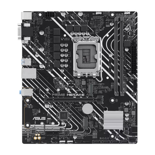 ASUS Prime H610M-E | Intel® H610 (LGA 1700) Micro-ATX Motherboard | DDR5 Support | PCIe 4.0 | Dual M.2 Slots | Realtek 1Gb Ethernet | DisplayPort | HDMI | VGA | USB 3.2 Gen 1 | SATA 6Gbps | COM Header | Aura Sync