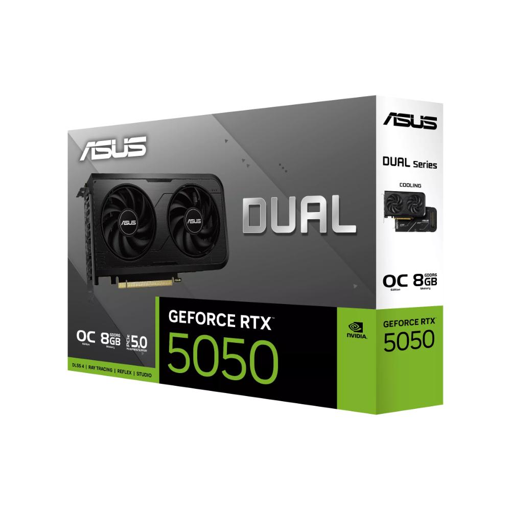 ASUS Dual GeForce RTX™ 5050 8GB GDDR6 OC Edition Graphics Card | 2560 CUDA Cores | 20Gbps | 128-bit | PCIe 5.0 | HDMI 2.1b | DisplayPort 2.1b | 4-Display Support