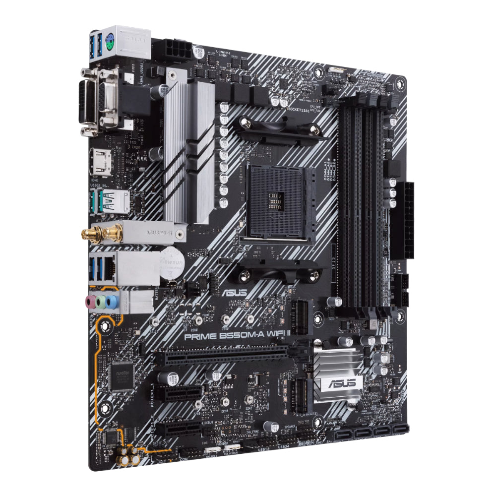 ASUS PRIME B550M-A WIFI II Micro-ATX Motherboard | AMD B550 Chipset, AM4 Socket, PCIe 4.0, Dual M.2, Wi-Fi 6, USB 3.2 Gen 2, and Aura Sync RGB