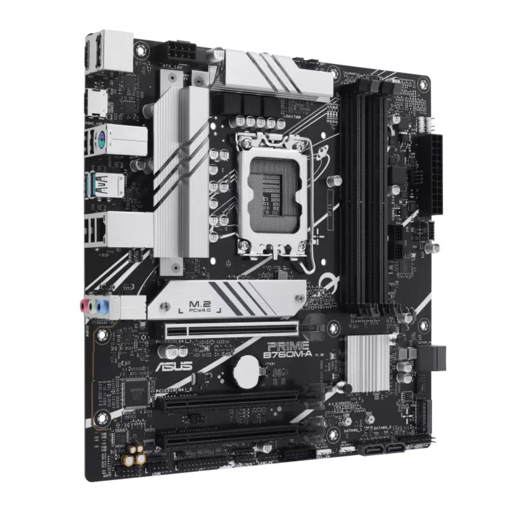 ASUS Prime B760M-A Motherboard | Intel B760 | LGA 1700 | mATX | DDR5 | PCIe 4.0 | 2× M.2 | 2.5Gb Ethernet | DisplayPort | 2× HDMI | USB 3.2 Gen 2 | USB Type-C | Aura Sync