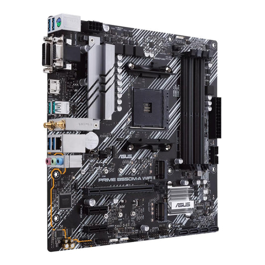 ASUS PRIME B550M-A WIFI II | AMD B550 | AM4 | DDR4 | Wi-Fi 6 | Dual M.2 | PCIe 4.0 | 1Gb LAN | mATX | Aura Sync