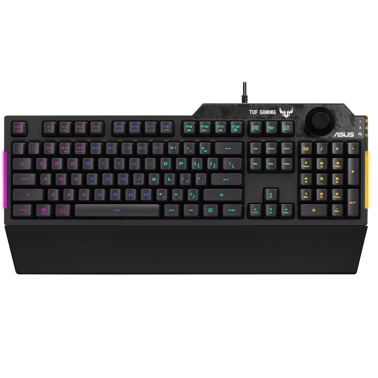 ASUS TUF Gaming K1 RGB Keyboard | Tactile Switches | 19-Key Rollover | Dedicated Volume Knob | Spill-Resistant | Side Light Bar | Armoury Crate | Detachable Wrist Rest