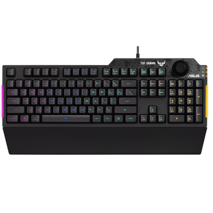 ASUS TUF Gaming K1 RGB Keyboard | Tactile Switches | 19-Key Rollover | Dedicated Volume Knob | Spill-Resistant | Side Light Bar | Armoury Crate | Detachable Wrist Rest