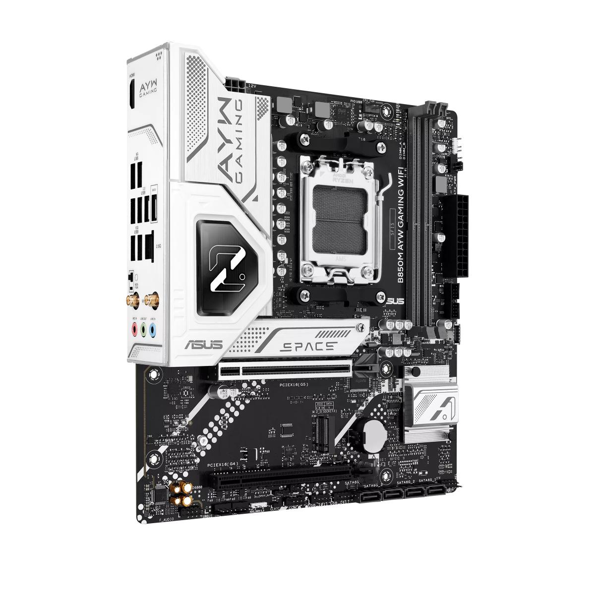 ASUS B850M AYW GAMING WIFI | AMD B850 | AM5 | DDR5 | Ryzen 9000/8000/7000 | PCIe 5.0 | Wi-Fi 6 | 2.5Gb LAN | Dual M.2 | micro-ATX