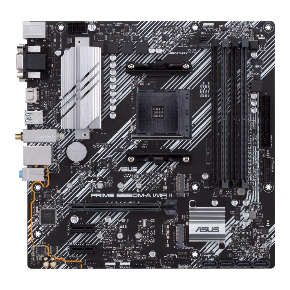 ASUS PRIME B550M-A WIFI II Micro-ATX Motherboard | AMD B550 Chipset, AM4 Socket, PCIe 4.0, Dual M.2, Wi-Fi 6, USB 3.2 Gen 2, and Aura Sync RGB