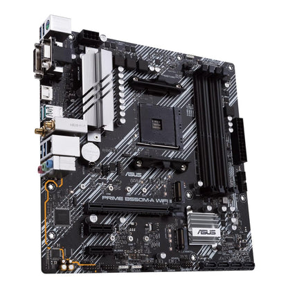 ASUS PRIME B550M-A WIFI II | AMD B550 | AM4 | DDR4 | Wi-Fi 6 | Dual M.2 | PCIe 4.0 | 1Gb LAN | mATX | Aura Sync