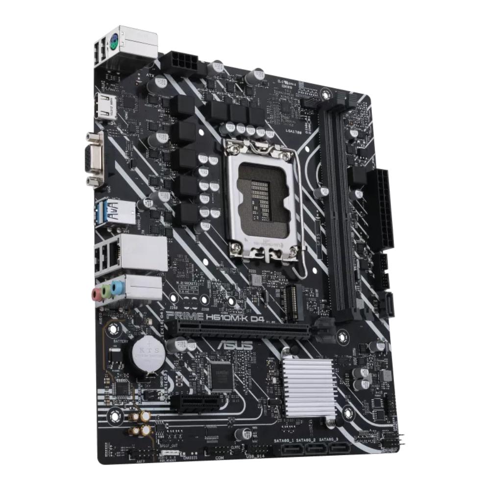ASUS PRIME H610M-K D4 Intel H610 Micro ATX Motherboard | LGA 1700 | 14th/13th/12th Gen Intel Core | DDR4 3200MHz | PCIe 4.0 | M.2 PCIe 3.0 x4 | 4× SATA 6Gb/s | HDMI 4K@60Hz | 1Gb Ethernet