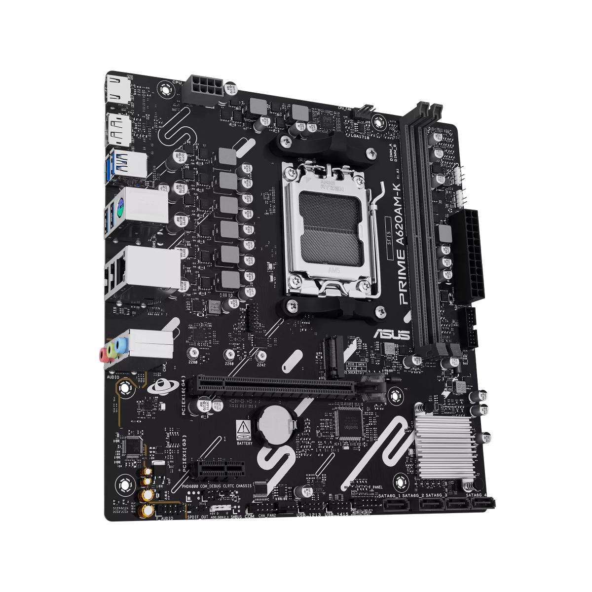 ASUS PRIME A620AM-K-CSM | AMD A620A | AM5 | DDR5 | Ryzen 9000/8000/7000 | PCIe 4.0 | M.2 | 1Gb LAN | micro-ATX