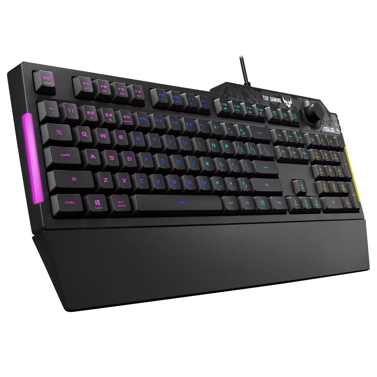 ASUS TUF Gaming K1 RGB Keyboard | Tactile Switches | 19-Key Rollover | Dedicated Volume Knob | Spill-Resistant | Side Light Bar | Armoury Crate | Detachable Wrist Rest