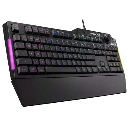 ASUS TUF Gaming K1 RGB Keyboard | Tactile Switches | 19-Key Rollover | Dedicated Volume Knob | Spill-Resistant | Side Light Bar | Armoury Crate | Detachable Wrist Rest